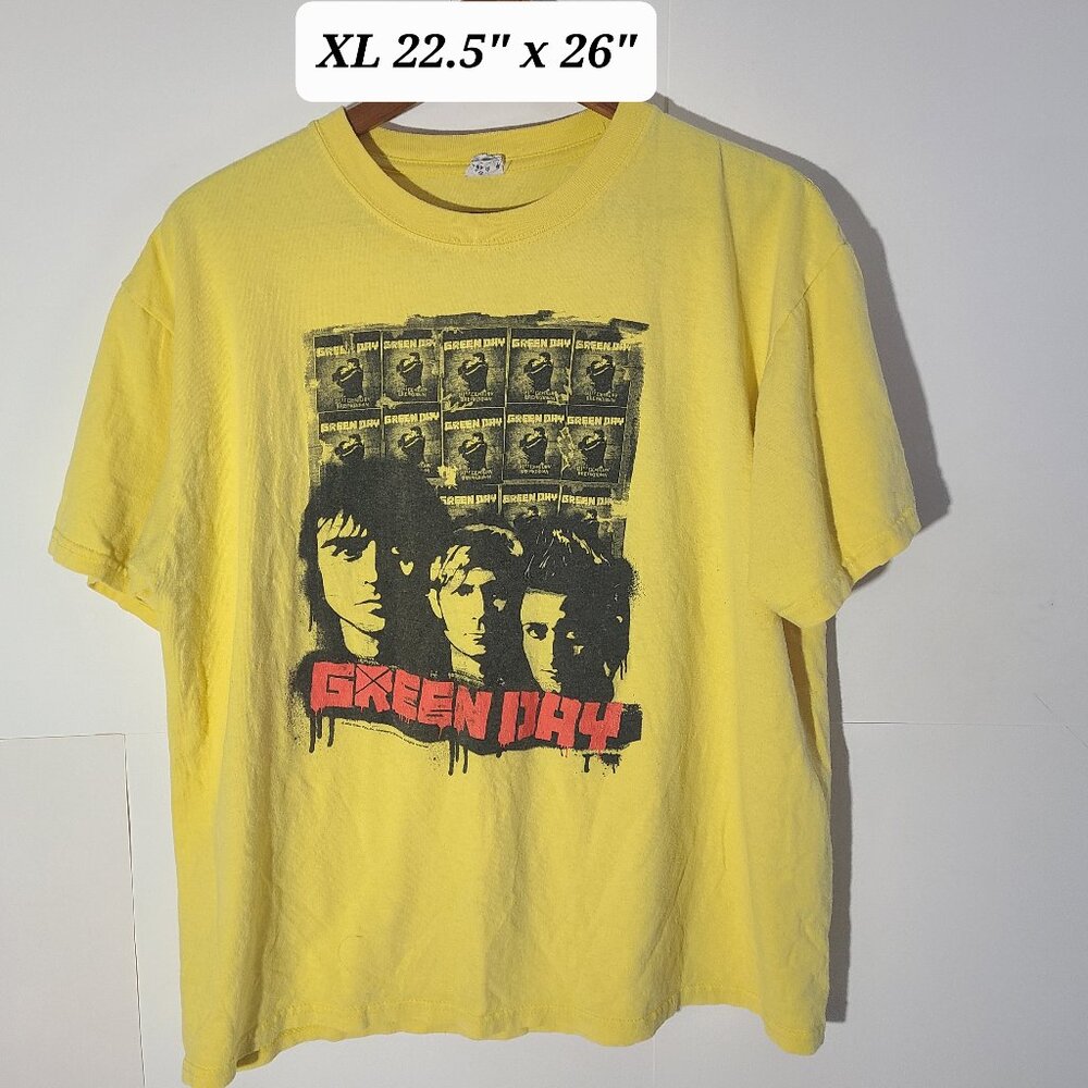 Green Day 21st Century Breakdown 2009 Tour Yellow XL Boxy T-Shirt Punk